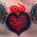 Tattoos - Flaming heart with wings - 52594
